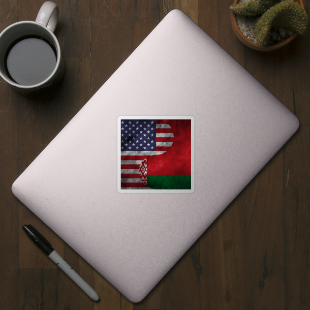 USA and Belarus Dual Flag Yin Yang Combination by Family Heritage Gifts